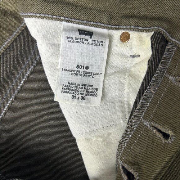 Levi's 501 Green Cotton Button Fly Straight Fit Denim Jeans Men's Size 31x30 - Picture 10 of 13